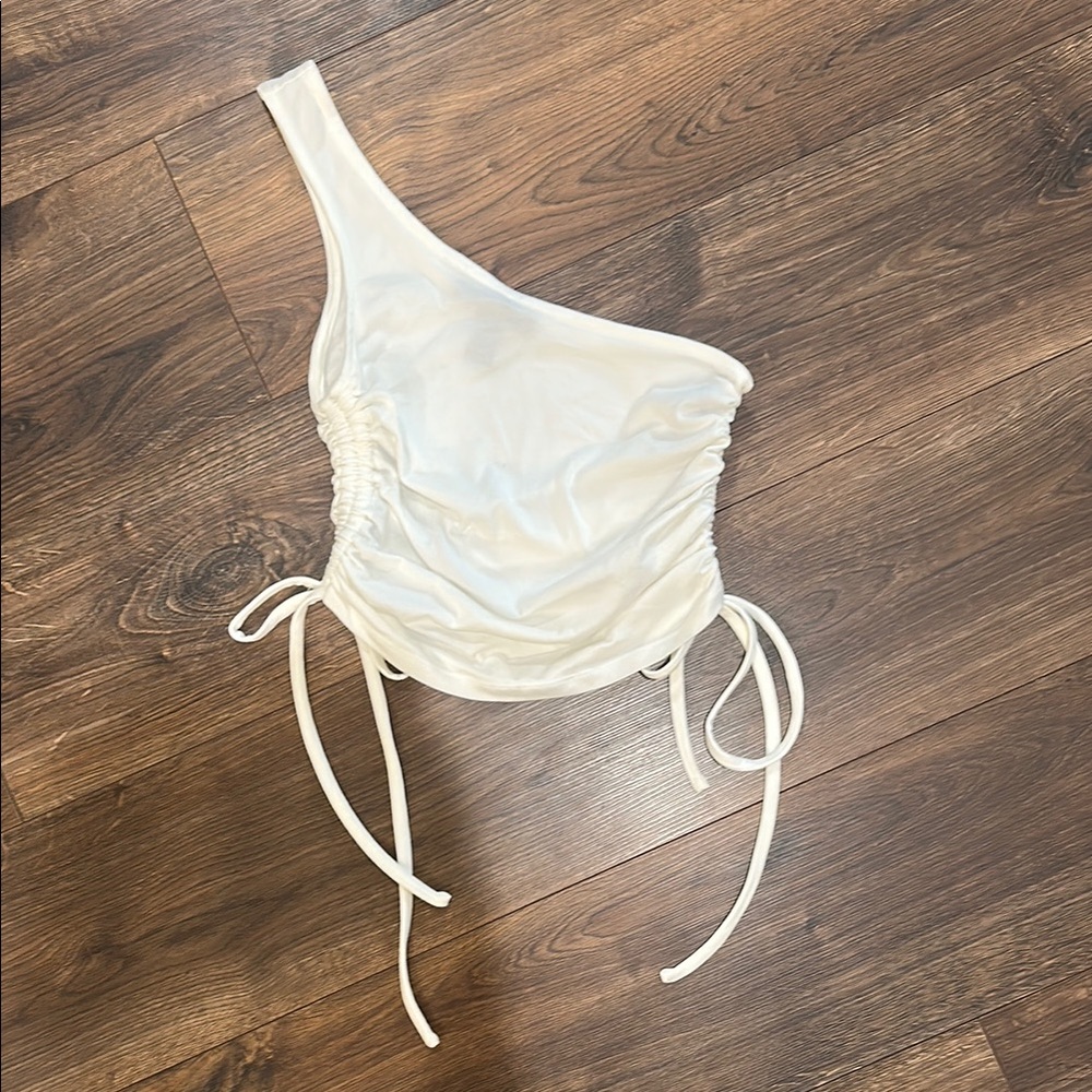 Women’s One Shoulder White Crop Top
